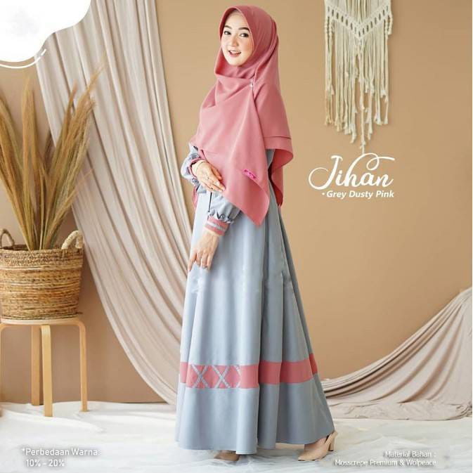 Baju Gamis Wanita/Gamis Syari/Jihan Syari Set XL/Baju Wanita