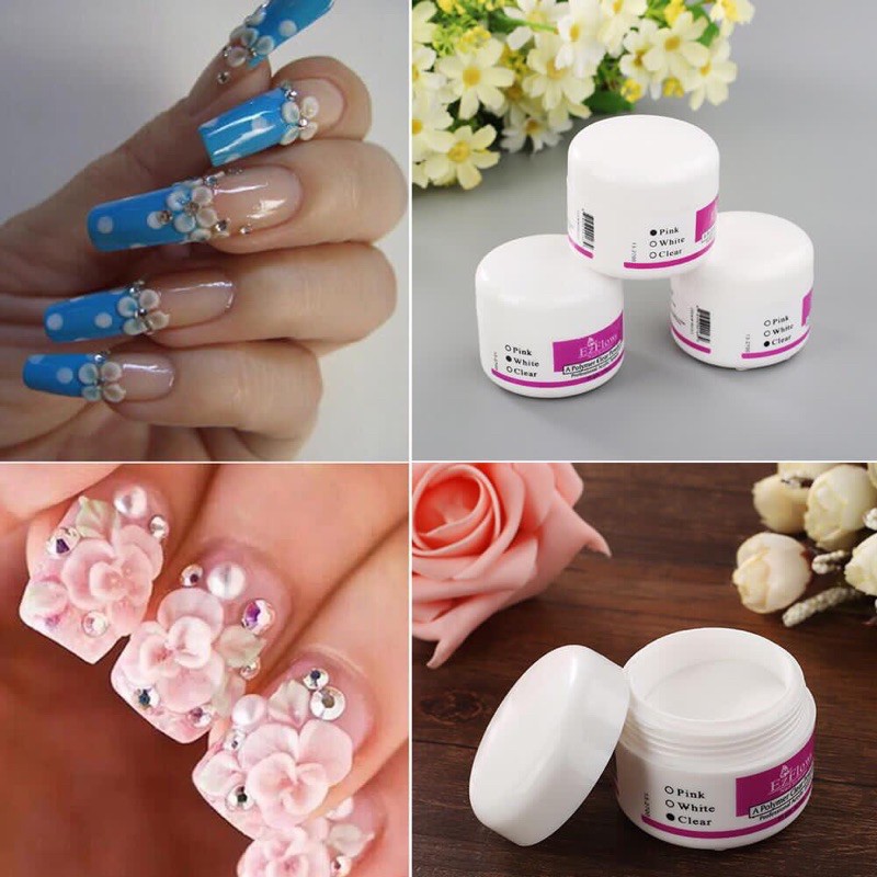 EZ FLOW Acrylic powder nail art bubuk akrilik putih pink clear bening best seller