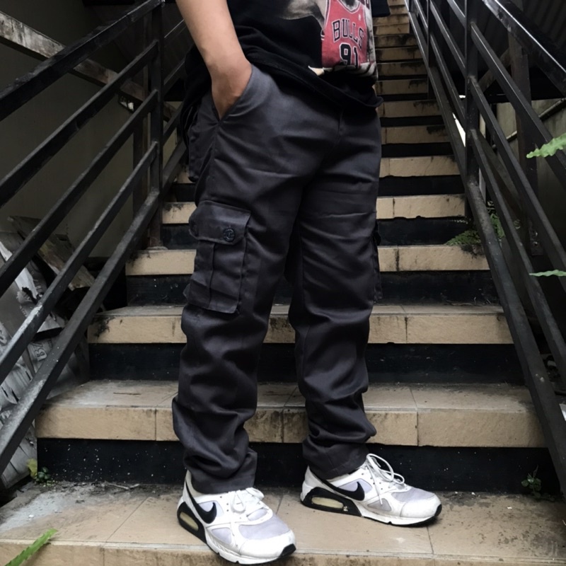 CELANA PANJANG CARGO KEMPOL  WARNA CHARCOAL/ CARGO PANTS/ TACTICAL PANTS READY BIG SIZE