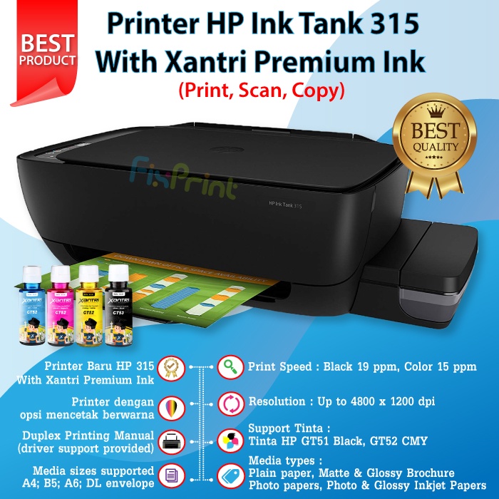 Printer HP Ink Tank 315 All in One Inktank HP 315 infus Pabrik Print Scan Copy Print Foto Multifungsi Color Photo 319