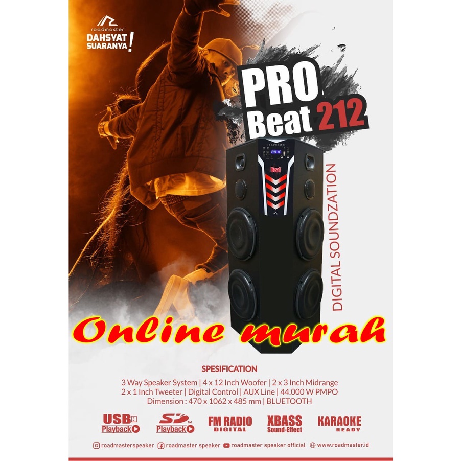 Speaker aktif roadmaster pro beat 212 12 inch double woofer original