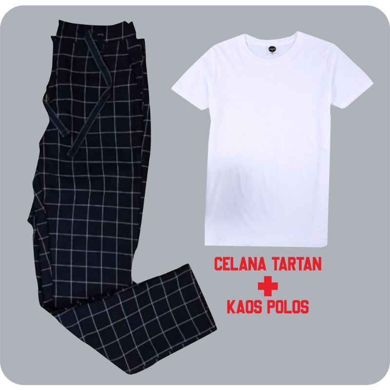 CELANA TARTAN + KAOS POLOS // celana tartan kotak kotak celana tartan kotak yang lagi trends masa kini celana panjang pria celana tartan pria kotak kotak celana panjang pria celana tartan pria tartan pants pria Celana kotak kotak distro yang lagi hits