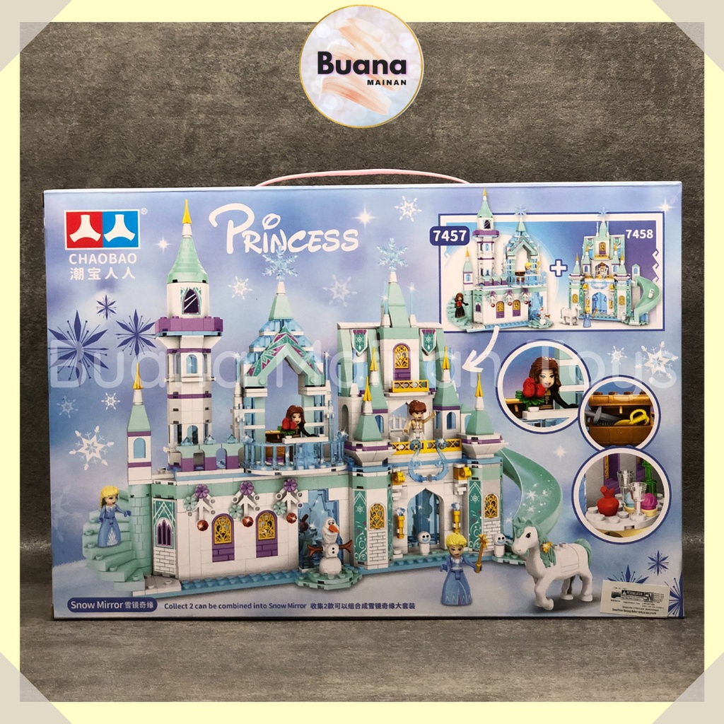 BRICKS CHAOBAO PRINCESS ICE CASTLE FROZEN MAINAN EDUKASI ANAK CEWE PEREMPUAN BRICK KASTIL 7457