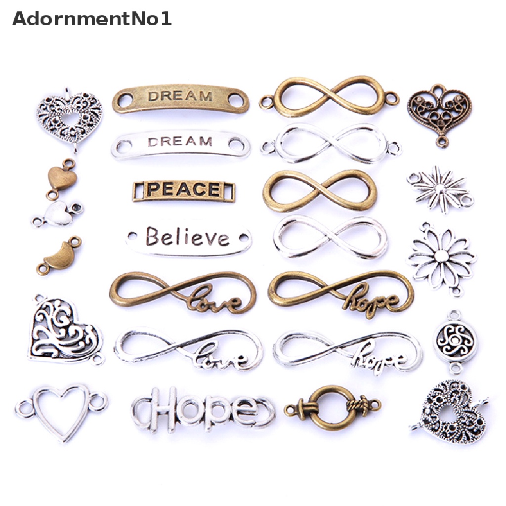 (AdornmentNo1) 50pcs / Lot Konektor Liontin Antik Bentuk Infinity Bahan Alloy Untuk Perhiasan DIY