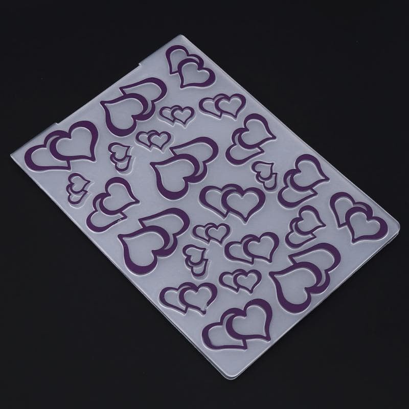 Double Heart Plastic Embossing Folder