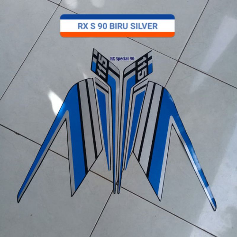(BAYAR DITEMPAT) striping lis stiker standar ori RX S115 RX spesial 1990 biru silver stiker ori RX s