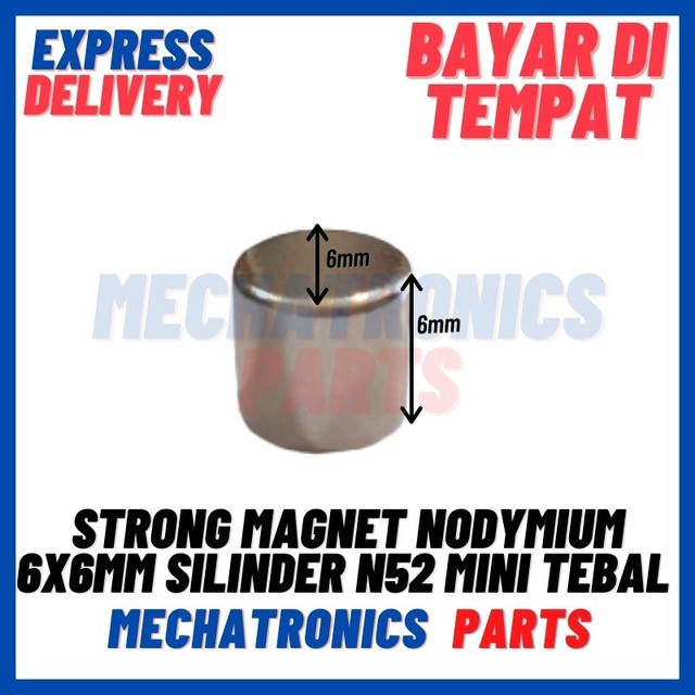 [MGT-9021] STRONG MAGNET NODYMIUM 6X6MM SILINDER N52 MINI TEBAL 6MM