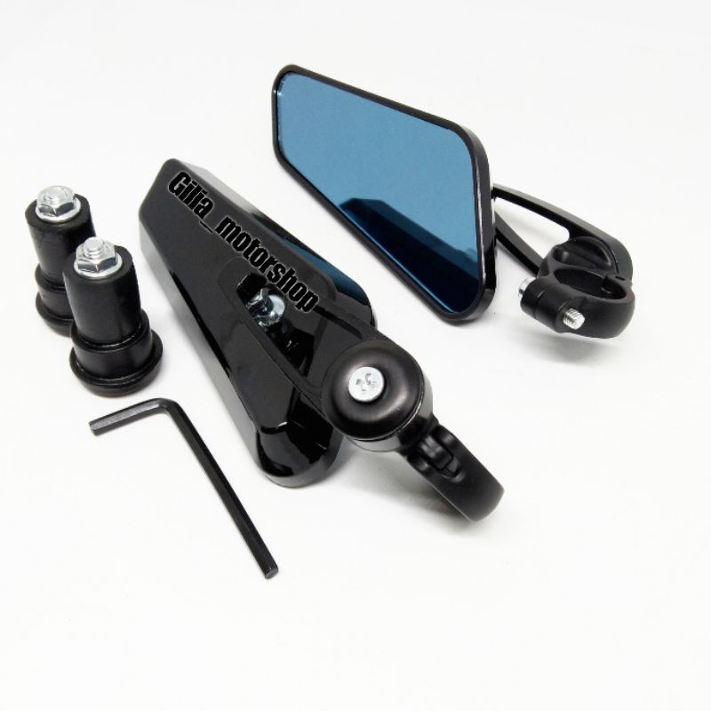 Spion Jalu Circuit Sircuit Bar End Gagang pendek Mirror Biru black Edition Universal Vario,Nmax,PCX,Aerox,Vespa