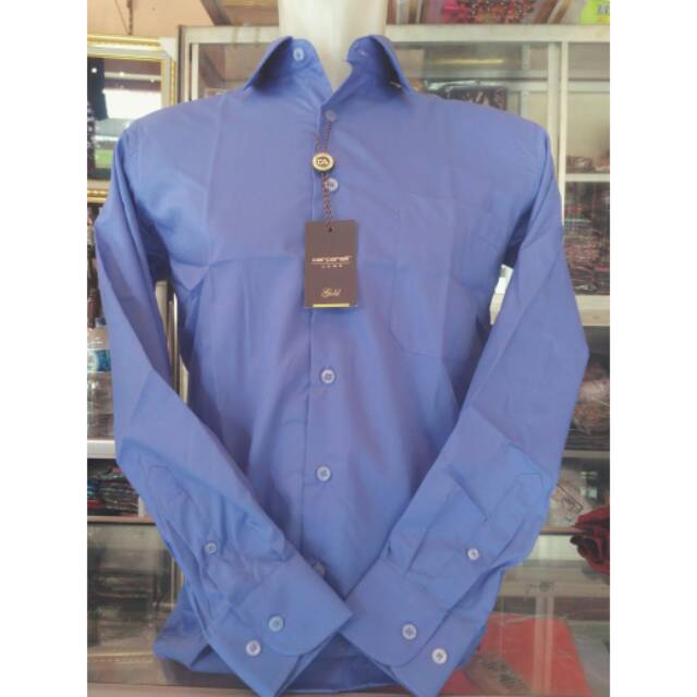 Kemeja Carparelli Kantor Pria  Biru Polos Lengan Panjang/ Baju Kantor Pria Biru Langit