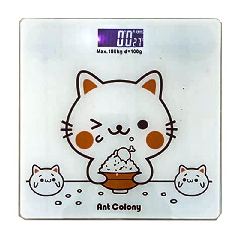 Timbangan Badan Digital Timbangan Baterai Timbangan Elektrik Timbangan Digital Murah Timbangan Berat Badan Berbahan Kaca Kuat Sampai 180 KG-Kucing UK 26x26cm