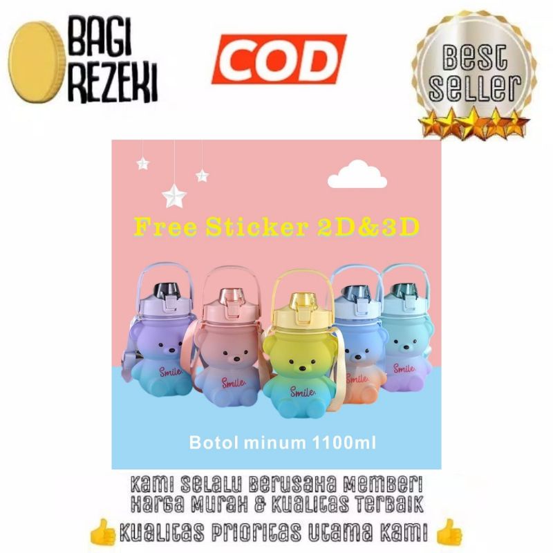 Botol Minum anak Boneka Beruang Gemoy Viral Botol Motivasi