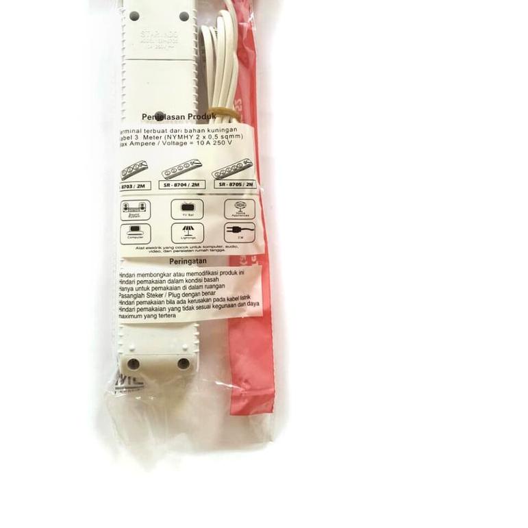 ✥ Stop Kontak 5 Lubang / Steker Colokan Listrik Kabel 2 Meter SNI ➸
