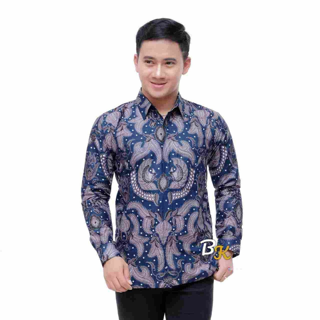 Batik Pria Lengan Panjang Gus Azmi BATIK AZMIL HRB026 motif KERATONAN Kode 002 size M L XL XXL Regul