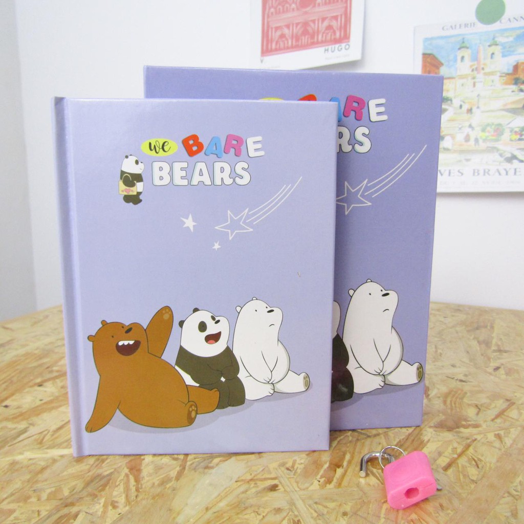 

mh Mandicantik Buku Gembok A6 Gambar WWe Bare Bears Buku Diary Beruang Teddy READY JAKARTA COD
