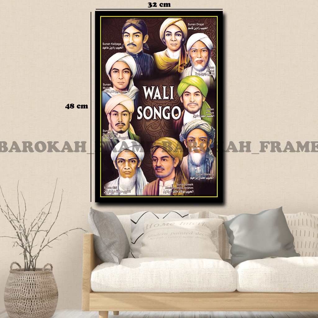 Foto Wali Songo Sunan Kalijaga 4 sahabat nabi Dll poster Gambar Bingkai 32x48cm