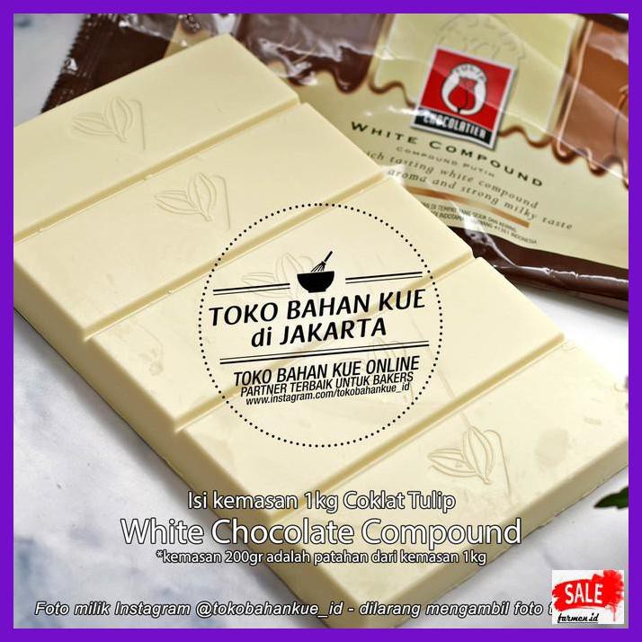 

SAKMACOKLAT- COKLAT PUTIH BATANG WHITE CHOCOLATE COMPOUND COKELAT TULIP COCOA 1 KG -MAKANAN-MINUMAN.