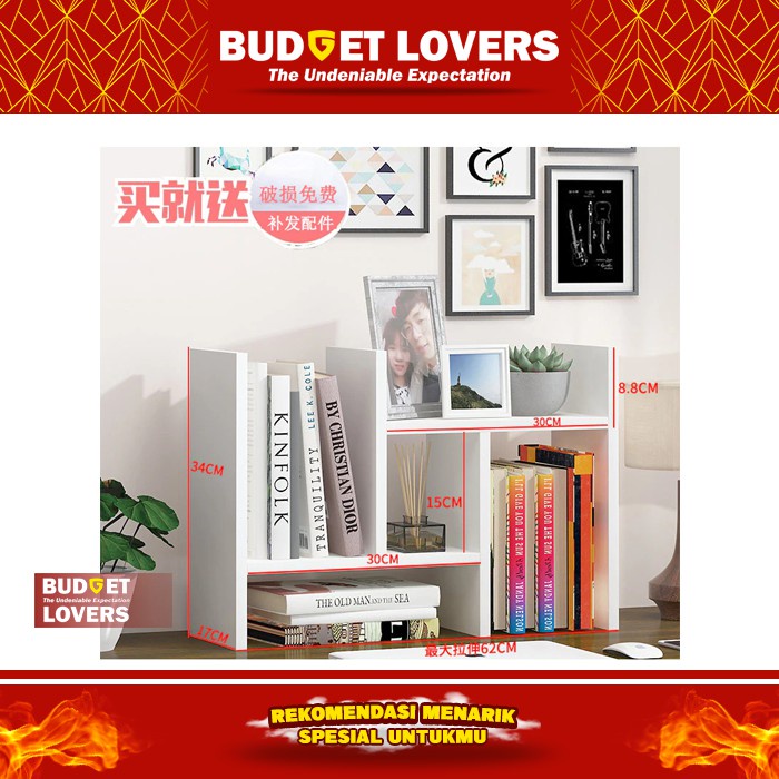 GS8 Rak Meja Buku Bookshelf - ZWJ4004 Putih Veneer DIY