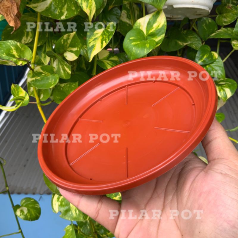 tatakan alas pot bunga merah bata 17cm untuk pot 20cm - merah bata