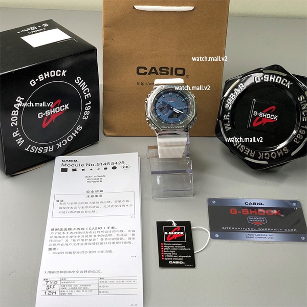 Jam Tangan Casio Metal Octagon Tahan Air Shockproof Olahraga Jam Tangan Fashion Pria dan Wanita Jam Tangan Gshock GM-S2100 Series