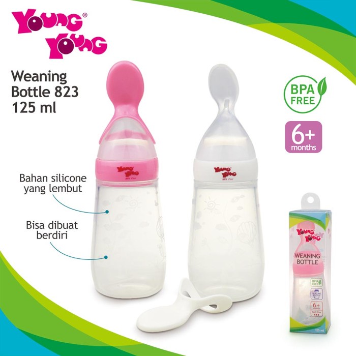 

Premium Botol Makan Bayi dengan Sendok Mpasi / Silicone Weaning Bottle 125 ml BPA FREE