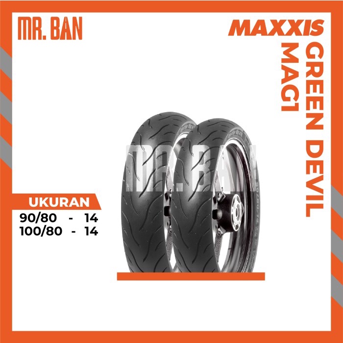 PAKET BAN MOTOR MAXXIS RING 14 TUBELESS GREEN DEVIL MAG1 90/80 100/80 MATIC TUBELESS
