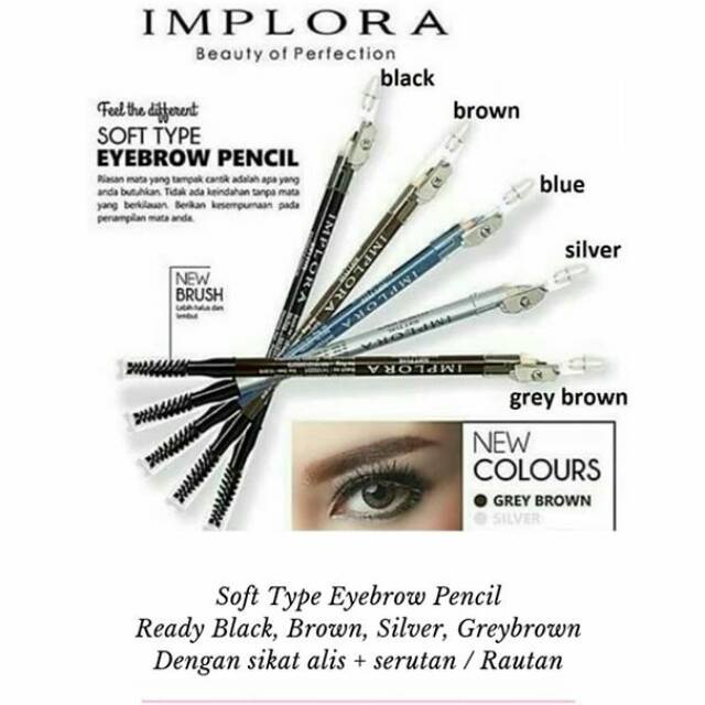 ❤ RATU ❤ Implora Pensil Alis Coklat Hitam Silver Biru (✔️BPOM)