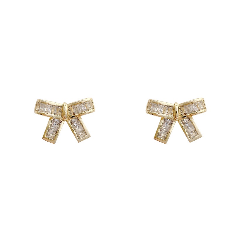 Anting Stud Zircon Desain Pita Bahan 925 Silver Needle