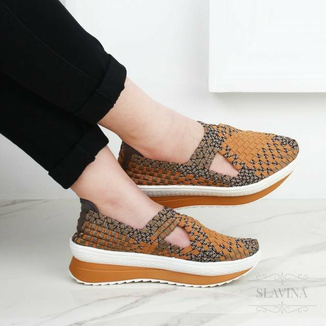 Sepatu rajut wanita wedges slavina sylvia original branded import