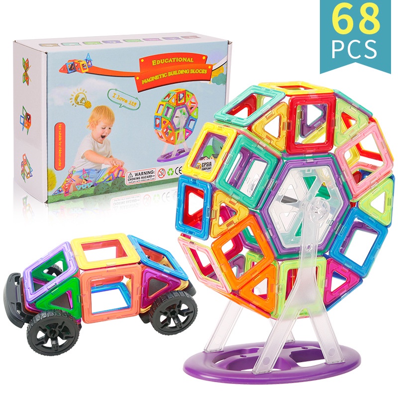 Magnetic Tiles Mainan Edukasi Anak Balok Magnet Montesori