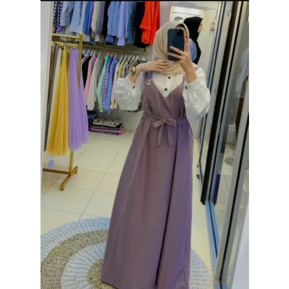 SENORITA MAXI GAMIS JUMBO LD110 SHAKILA ROMPI MUSLIM POLOS MURAH LILAC MAXI TINGKAT GROSIR MURAH