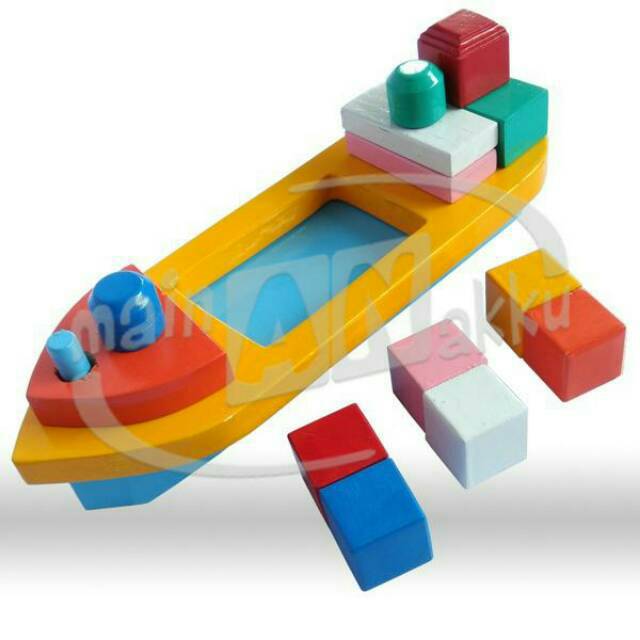 Mainan anak- Mainan Kayu - Mainan Edukatif Balok Kapal