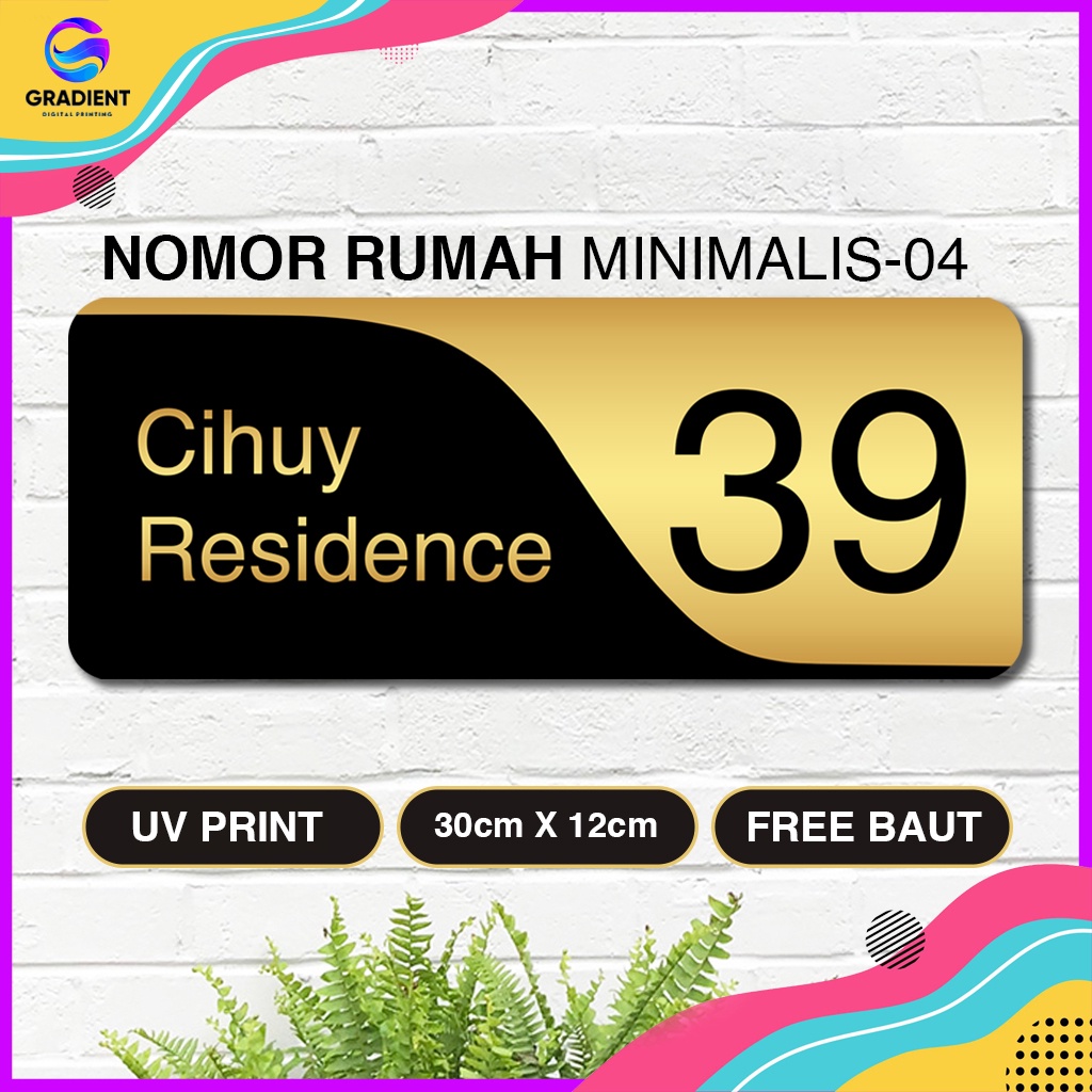 Nomor Rumah / Nomor Rumah Akrilik UV Modern Minimalis 04