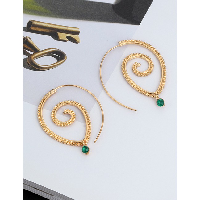 LRC Anting Tusuk Fashion Swirl Green Diamond Earrings F5931X