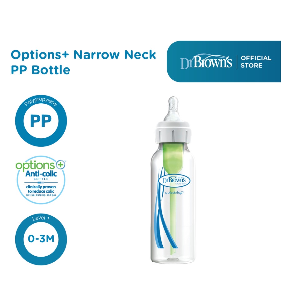 Dr Brown's Option+ NARROW Neck Anticolic Bottle | Botol Susu Anak