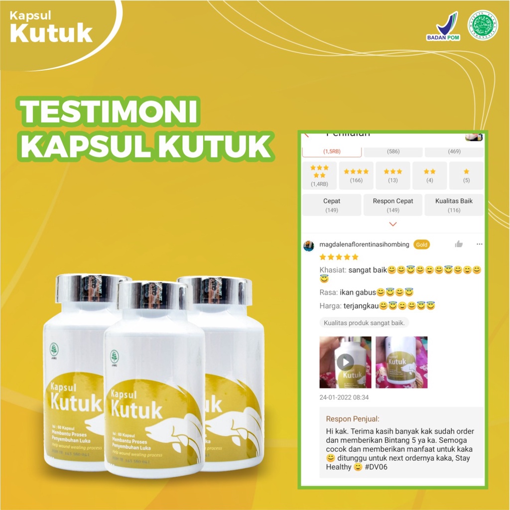 Kapsul Kutuk Paket 5 Botol - Kapsul Kutuk Albumin Penyembuh Luka 5x Lebih Cepat Pasca Operasi Caesar Tingkatkan Daya Tahan Tubuh Ekstrak Ikan Gabus Isi 60 Kapsul