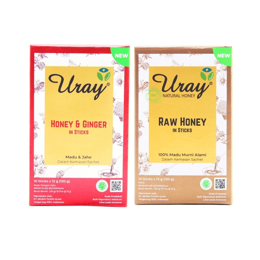 

Madu Uray Raw Honey Stick / Raw Honey & Ginger Stick Kemasan Stick Isi 10pcs