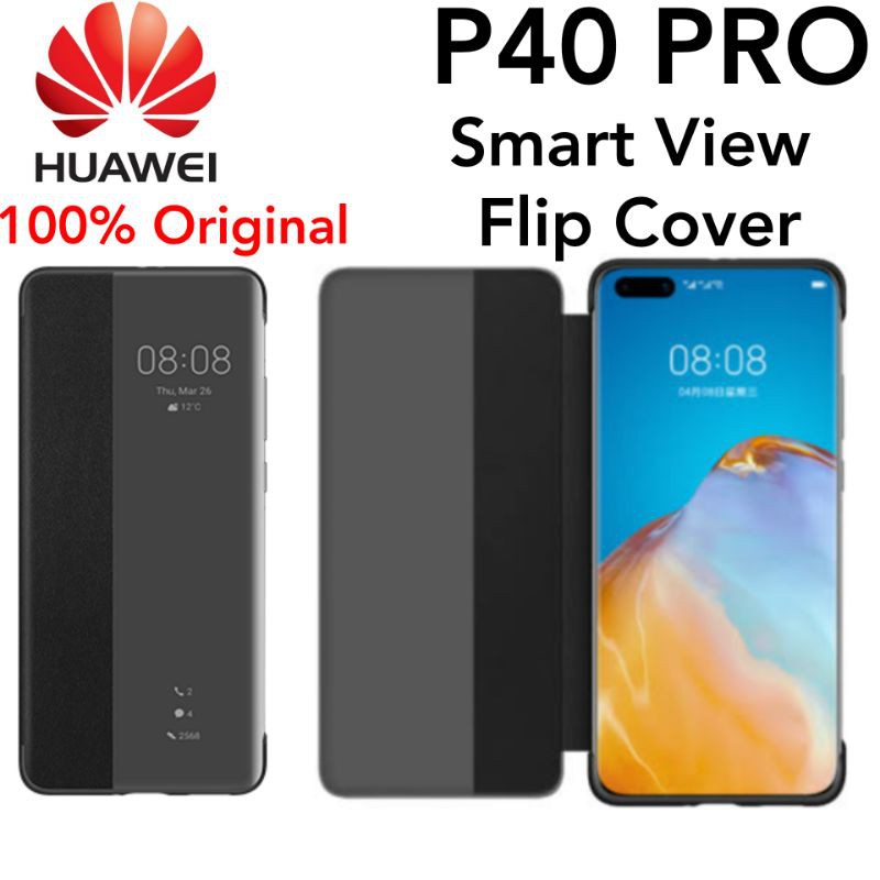 Huawei P40 Pro Original Smart View Flip Clear Cover Casing Lipat Case Kesing