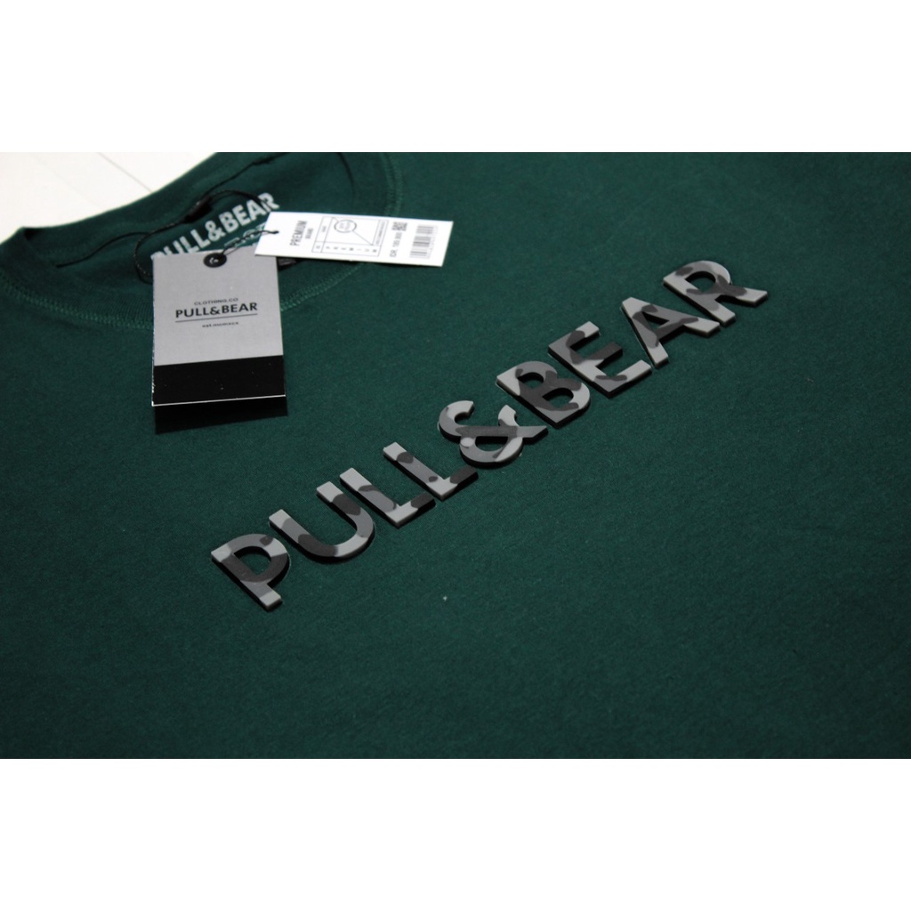 T-Shirt Pull &amp; Bear Flocking l Kaos Pull and Bear Sablon Flocking Premium Quality