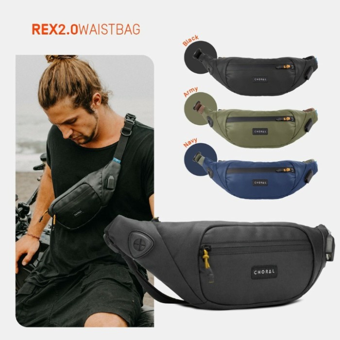 Waistbag Choral 2.0 Rex Tas Selempang Choral Tas Pria Waistbag Pria Berkualitas