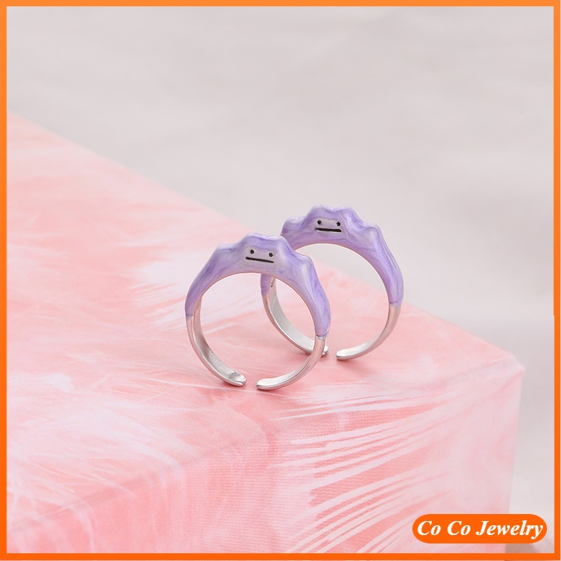 2021 Cincin Desain Monster Smiley Warna Ungu Gaya Korea