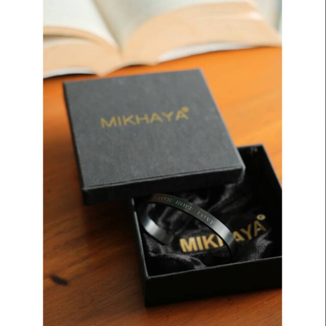 GELANG ROHANI AKSESORIS KRISTEN FAITH HOPE LOVE HITAM