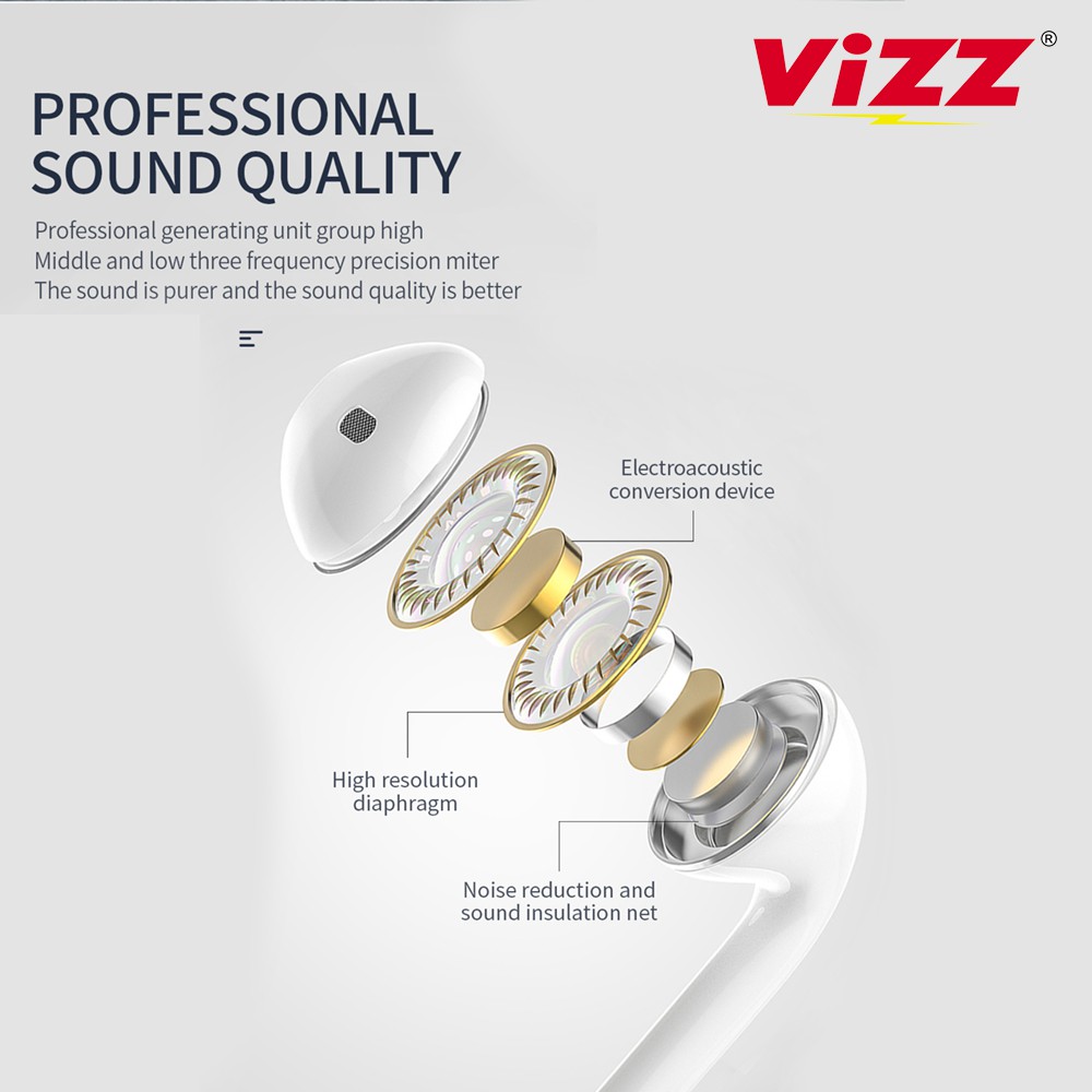 VIZZ Earphone VZ-E02 Stereo Headset Murah With Microphone