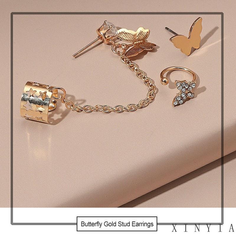 Butterfly Anting Klip Bahan Alloy Bentuk Kupu-Kupu