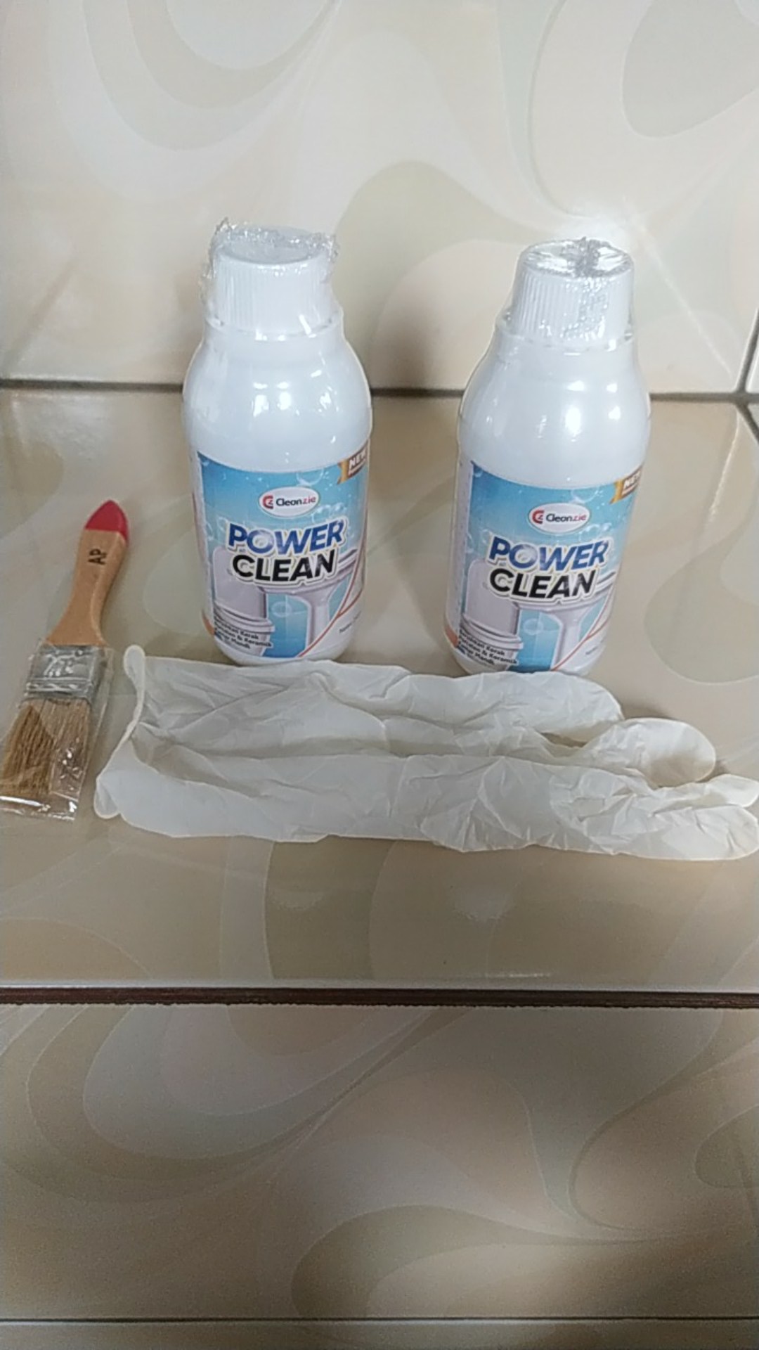 Cleanzie Power Clean Cairan Ajaib Pembersih Keramik Kamar Mandi Toilet + Bonus Kuas , Sarung Tangan