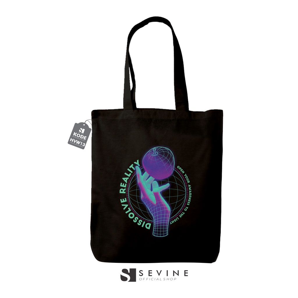 Sevine Totebag Fashion Tas Tote Bag Hitam Resleting Pria Wanita Laptop Kuliah Retro Vaporwave - HVW13