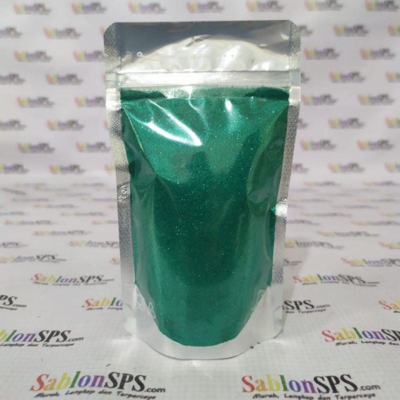 BUBUK GLITER HIJAU TOSCA GLITTER POWDER 100gr ZIP LOCK