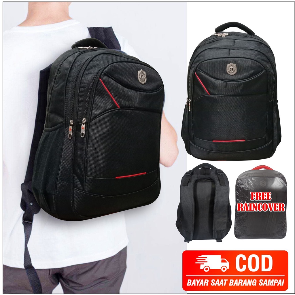 Tas Ransel Laptop Punggung Tas Pria Wanita Unisex Model Polos Bahan Tebal - Polo Global - 9714