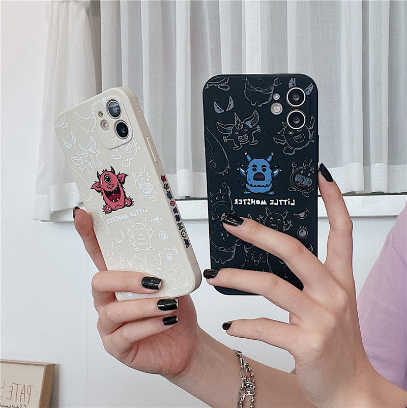 Cartoon shell little monster iPhone 11 12 mini Pro max 7 8 Plus XS max SE 2020 XR X soft phone