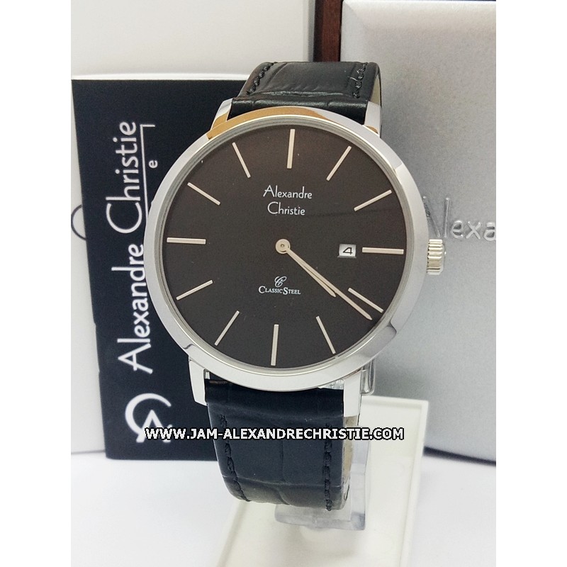 Jam Tangan Pria ALexandre Christie Original AC 8599 MD BLSVBL black silver black