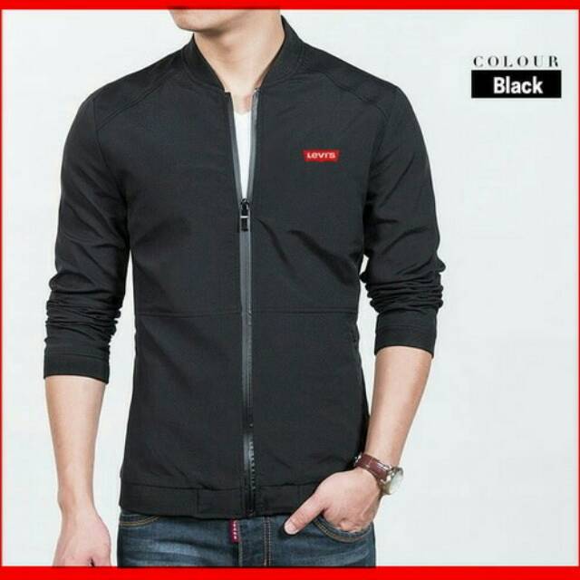 (jaket Levis exclusip 2hitam Ak)jaket pria diodora hitam